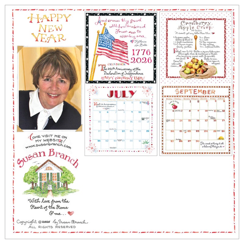 TF Publishing 2026 Susan Branch Mini Calendar with Monthly Grids for Appointments and Scheduling - Vertical Small Wall Calendar 2026 with Premium Matte Paper for Home and Office Organization - 7x7in - Image 4